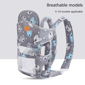 Multifunctional Baby Carrier With Breathable Front And Back In Summer (Option: Grey bear net)