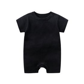 Baby Summer Short Sleeve Boxer Jumpsuit (Option: Black-66cm)