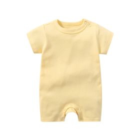 Baby Summer Short Sleeve Boxer Jumpsuit (Option: Yellow-66cm)