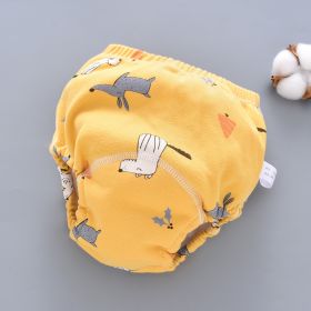 Baby Training Pants Washable 6-layer Gauze Diaper Cover (Option: Yellow Small Animal-M Code-5PCS)