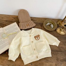 Baby Bear Pocket Romper Turn-down Collar Coat (Option: Apricot Coat-80cm)