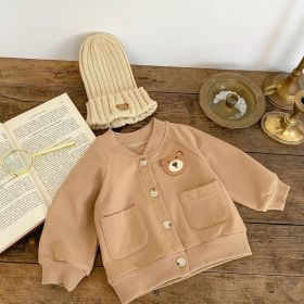 Baby Bear Pocket Romper Turn-down Collar Coat (Option: Brown Coat-80cm)
