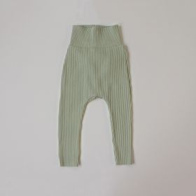 Leggings Girls Solid Color High-waisted Trousers (Option: Bean Green Bottom Pants-80cm)