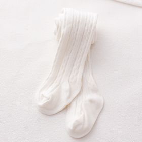 Fashion Simple Baby Cotton Solid Color Pantyhose (Option: White-0to6 Months)