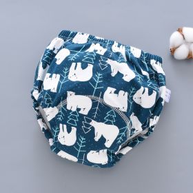 Baby Training Pants Washable 6-layer Gauze Diaper Cover (Option: White Bear Blue Background-S Code-5PCS)