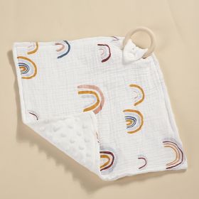 Bite Ring Double-layer Crepe Saliva Towel Baby Doll Square Towel (Option: Rainbow)