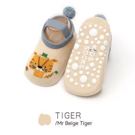 Children's Non-slip Dispensing Cartoon Toddler Socks (Option: Beige Mr Tiger-M)