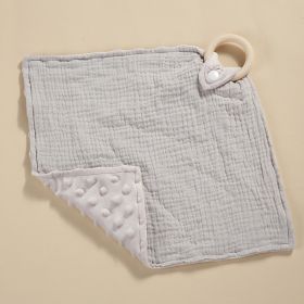 Bite Ring Double-layer Crepe Saliva Towel Baby Doll Square Towel (Option: Gray)