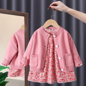 Sweet Floral Dress Children's Skirt (Option: Pink Suit-90 Yards)