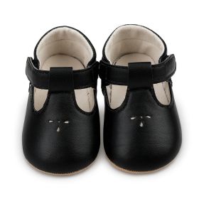 Indoor Non-slip Baby Rubber Sole Toddler Shoes (Option: Black-12cm)