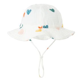 Baby Cotton Basin Bucket Hat (Option: Blue Yellow Love-Suitable For 0to12 Months Baby)