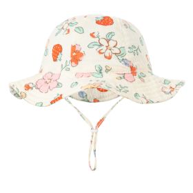 Baby Cotton Basin Bucket Hat (Option: Strawberry Flowers-Suitable For 0to12 Months Baby)
