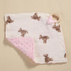 Bite Ring Double-layer Crepe Saliva Towel Baby Doll Square Towel (Option: Single Bear)