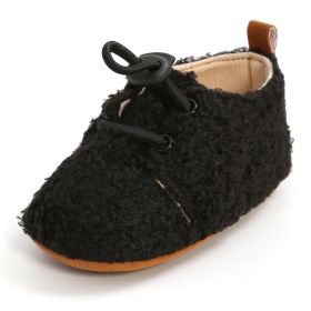 Baby Warm Toddler Soft Sole Shoes (Option: Black-12cm)