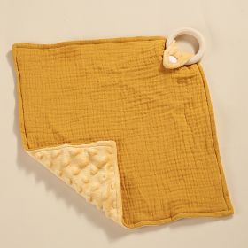 Bite Ring Double-layer Crepe Saliva Towel Baby Doll Square Towel (Option: Turmeric)