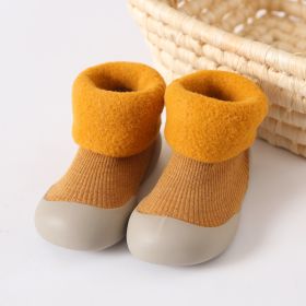 Thickened Children Sneakers Winter Super Warm Toddler Indoor Shoes Socks (Option: Turmeric-2021)