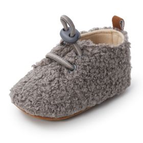 Baby Warm Toddler Soft Sole Shoes (Option: Gray-12cm)