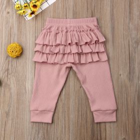 Girls' Lace Pants Outer Leggings (Option: Pink-80cm)