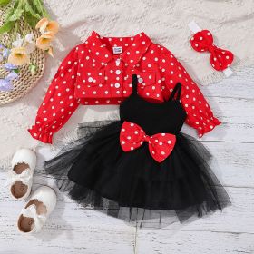 Autumn And Winter Girls' Skirt Set (Option: Black Red-6to9M)