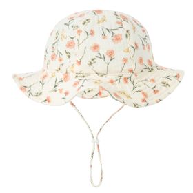 Baby Cotton Basin Bucket Hat (Option: Green Leaf Orange Flower-Suitable For 0to12 Months Baby)