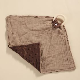 Bite Ring Double-layer Crepe Saliva Towel Baby Doll Square Towel (Option: Deep Coffee)