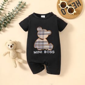 Letter Embroidery Cute Baby Onesie (Option: Black-59cm)