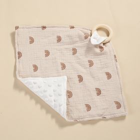 Bite Ring Double-layer Crepe Saliva Towel Baby Doll Square Towel (Option: Gray Rainbow)