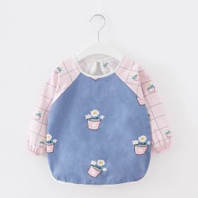 Baby Dinner Coverall Bib Spring And Autumn Long Sleeve Apron (Option: Flower Pot Long Sleeve-120cm)
