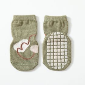 Baby Autumn And Winter Non-slip Glue Bottom Non-slip Socks Tube Socks (Option: Green-S Code)