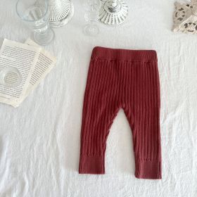 Children's Clothing Baby Knitted Cotton Wool Elastic Leggings (Option: Brown-90cm)