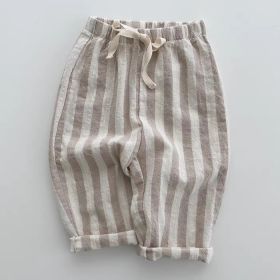 Spring and Autumn Summer Pants Vertical Breathable Boys and Girls (Option: Gray-100cm)