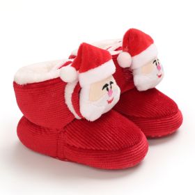 Baby Cotton-padded Winter High-top Children's Cartoon Cute Toddler Soft Bottom Boot (Option: Red-13cm)