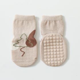 Baby Autumn And Winter Non-slip Glue Bottom Non-slip Socks Tube Socks (Option: Khaki-S Code)