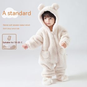 Lambswool Baby Jumpsuit Outer Wear (Option: Bean Milky White-73CM)