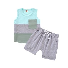 Short-sleeved Shorts Stitching Children's Suit (Option: Gray Vest-90cm)