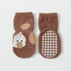 Baby Autumn And Winter Non-slip Glue Bottom Non-slip Socks Tube Socks (Option: Coffee Color-S Code)