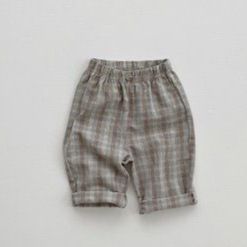 Ins Korean Babies' Trousers Plaid Pants (Option: Gray Lattice Pattern-80cm)